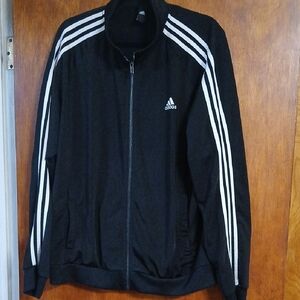 Adidas Men's Black Jacket with White Stripes